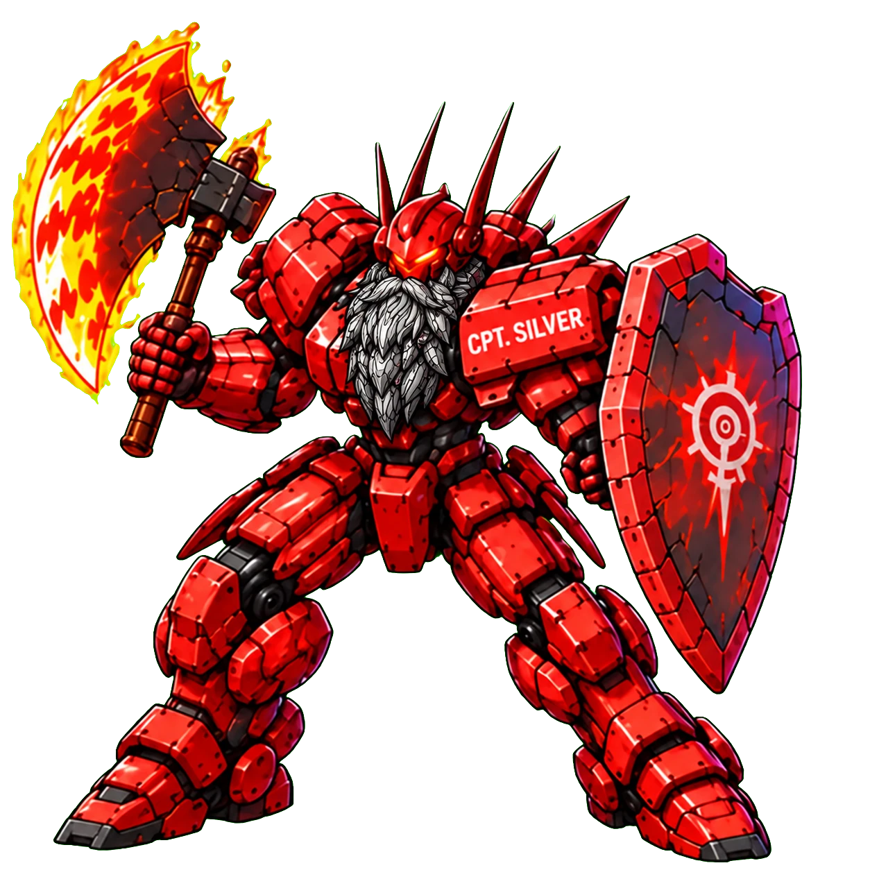 Silver Aegis Mecha mit mechanischem Vollbart